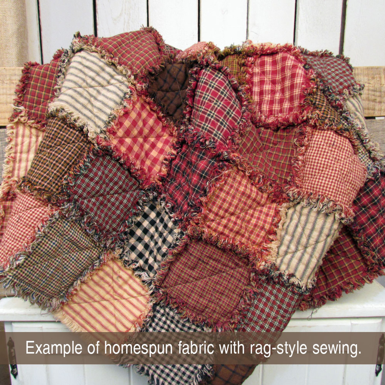 Primitive Red Buffalo Plaid Homespun Cotton Fabric