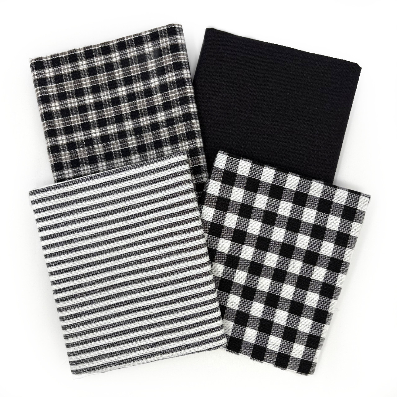 Black & White Assorted Plaid Gingham Cotton Fabric Bundle - Set of 4 Fat Quarters Black & White Assorted Plaid Gingham Cotton Fabric Bundle - Set of 4 Fat Quarters