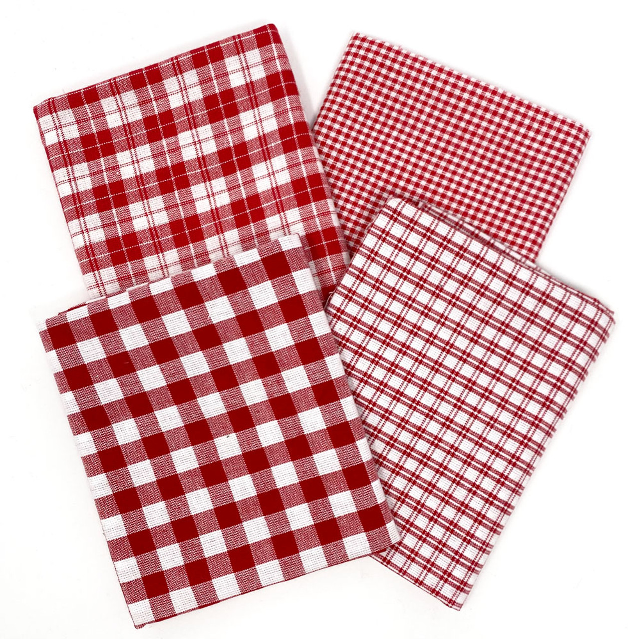 Perfect Red & White Assorted Plaid Bundle - Set of 4 Fat Quarters