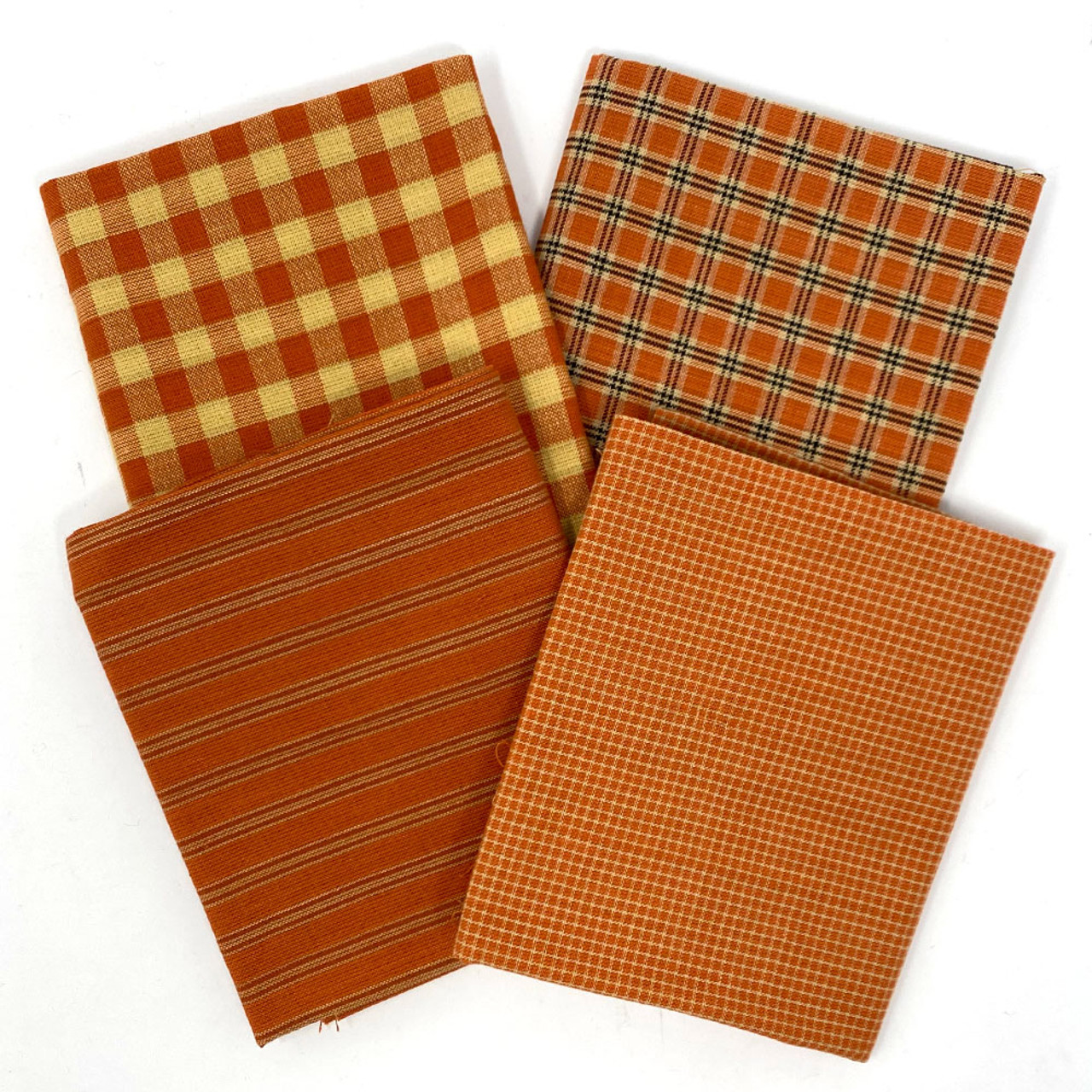 Pumpkin Orange Assorted Plaid Bundle - Set of 4 Fat Quarters