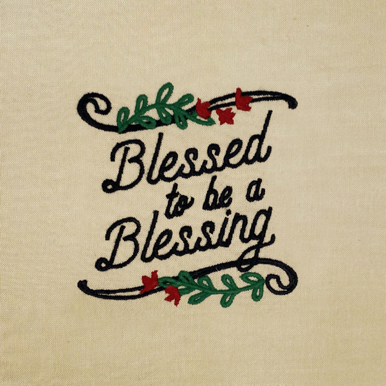 Set of 4 Embroidered Encouragement Designs on Ecru Off-White Fabric
