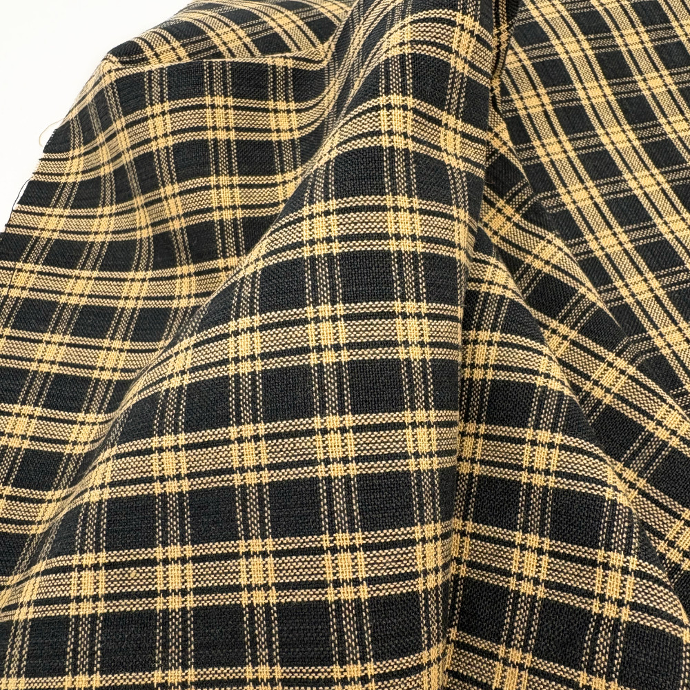 Primitive Black 4 Homespun Plaid Cotton Fabric