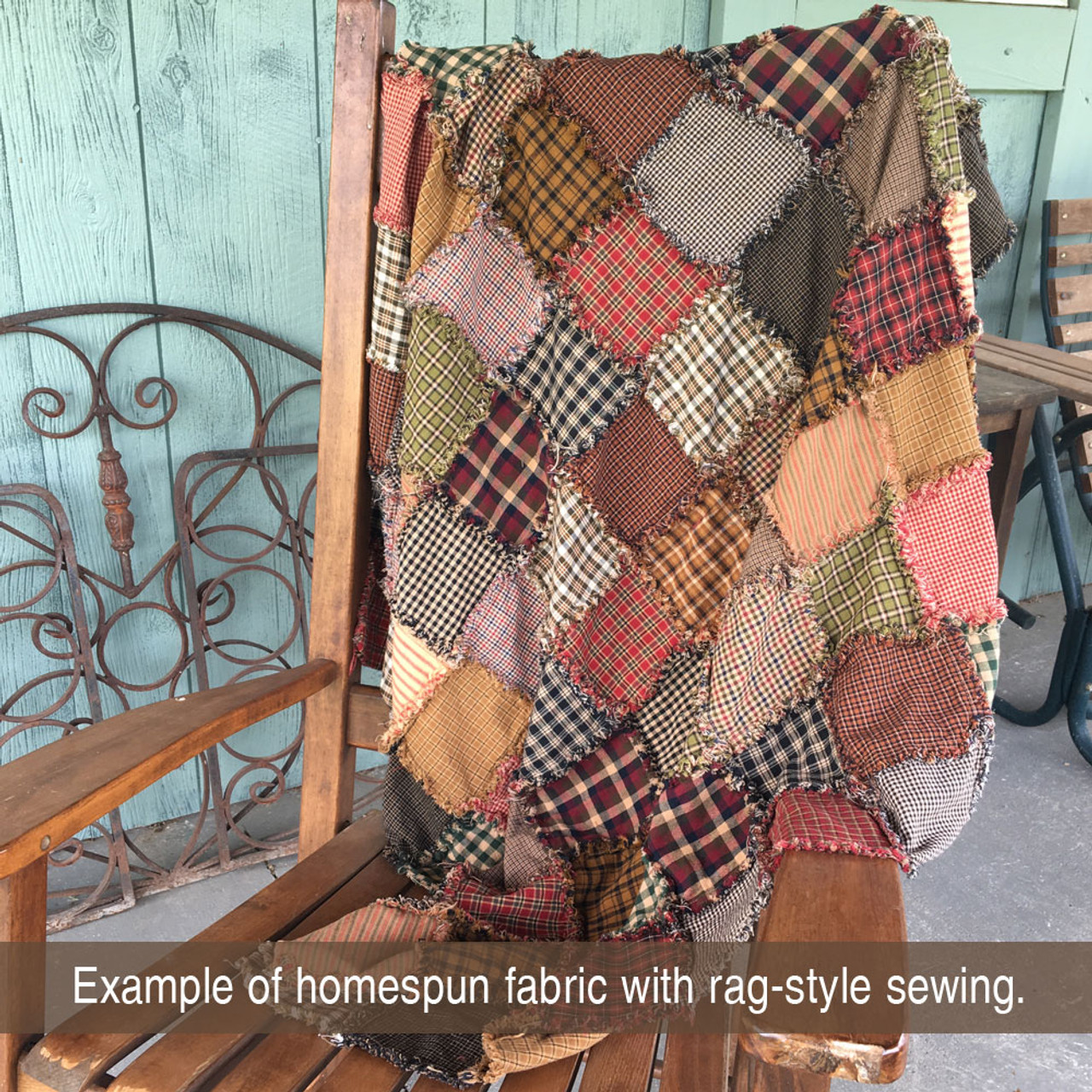 Cabin Navy Blue Plaid Homespun Cotton Fabric
