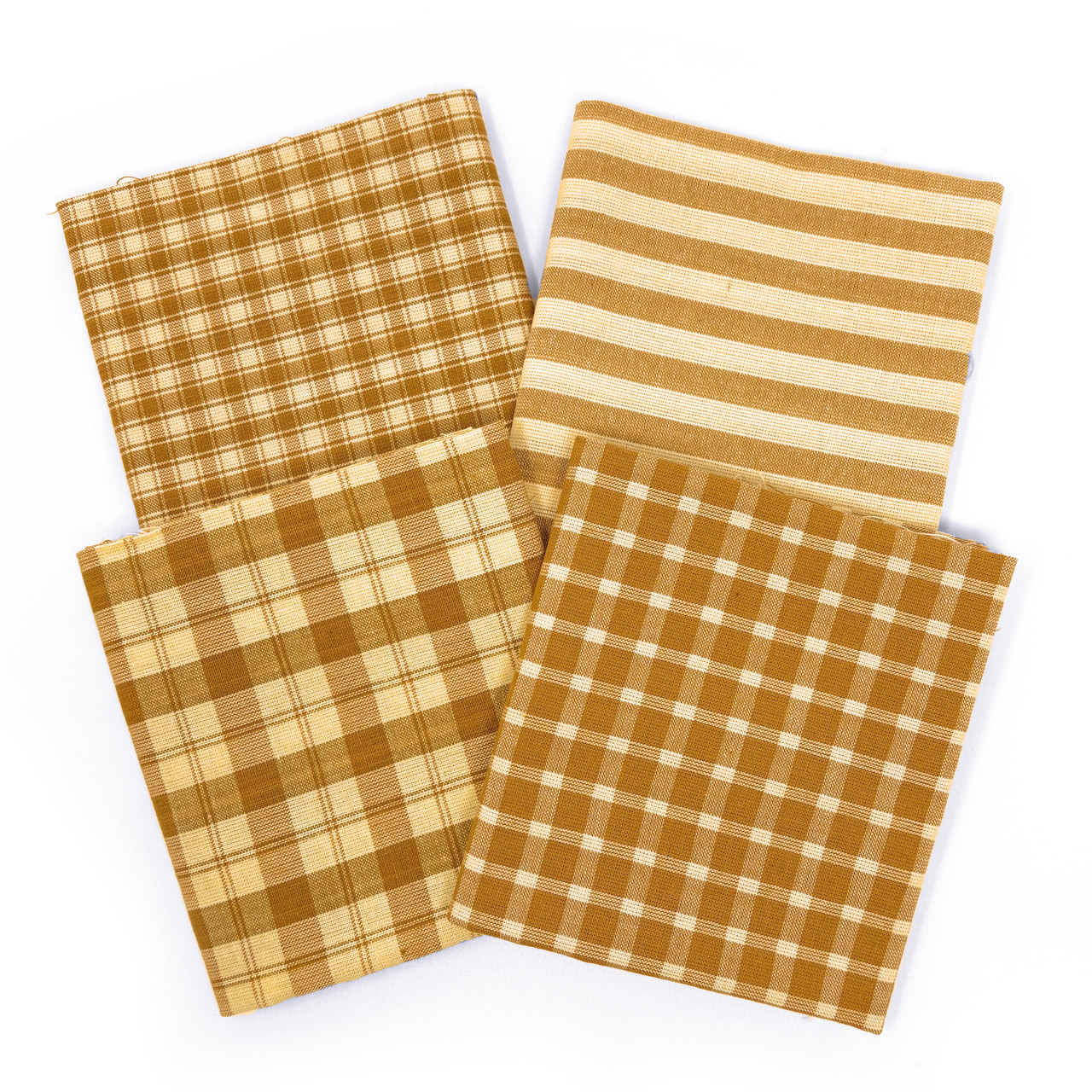Honey Assorted Plaid Gingham Cotton Fabric Bundle - Set of 4 Fat Quarters