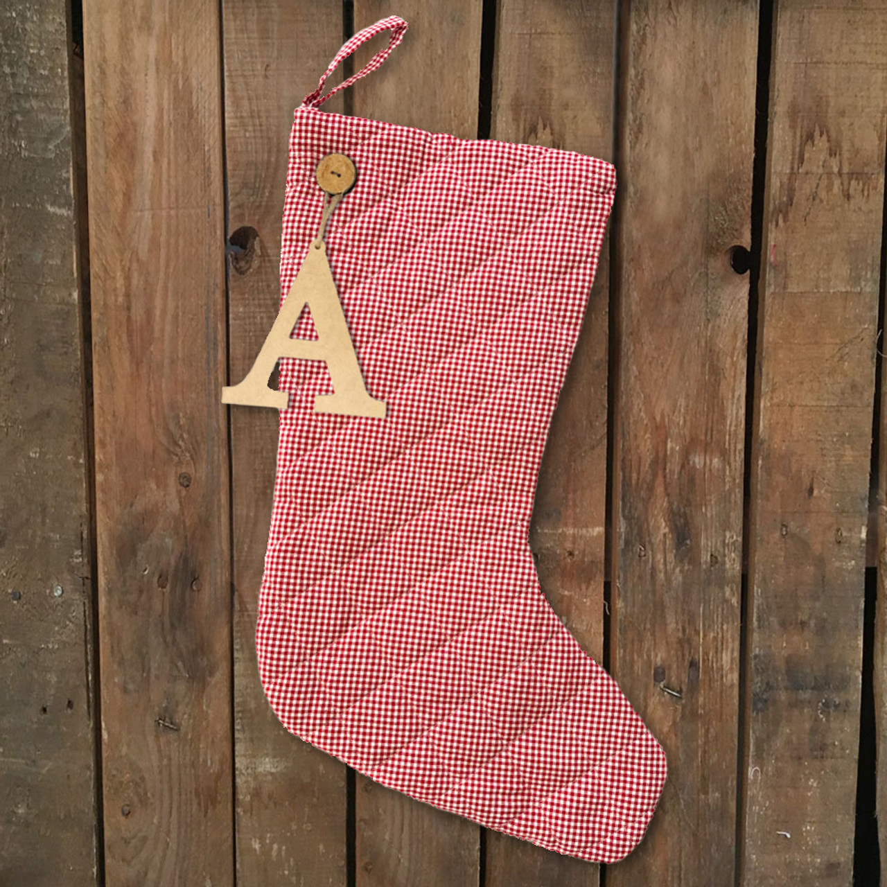 Perfect Red 2 Quilted Stocking with Personalized Charm by Marilee Home