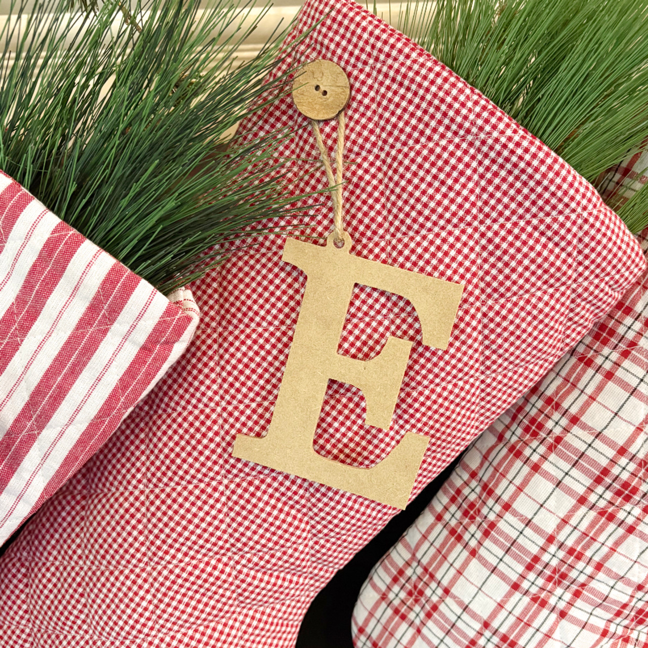 Perfect Red 2 Quilted Stocking with Personalized Charm by Marilee Home