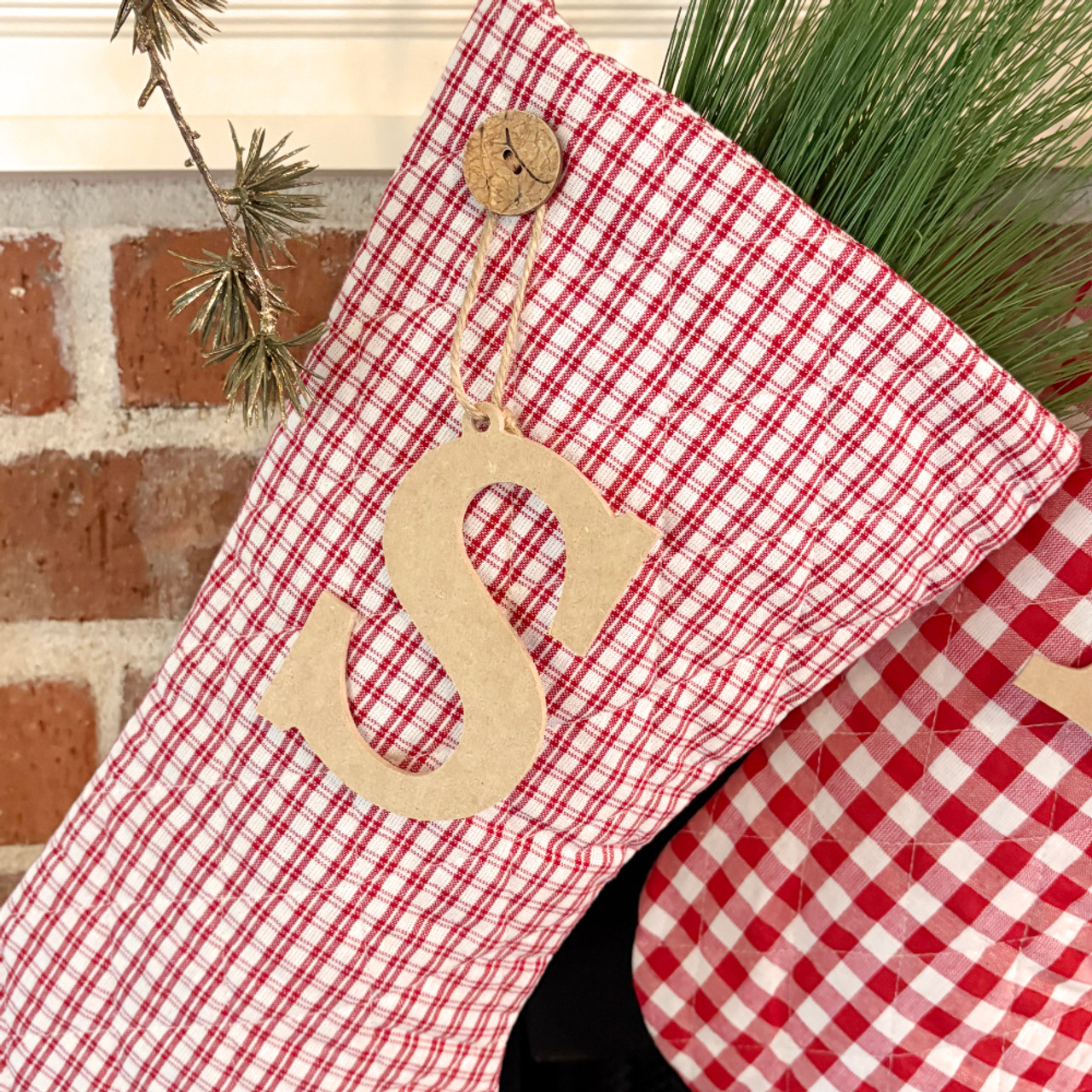 Perfect Red 3 Quilted Stocking with Personalized Charm by Marilee Home