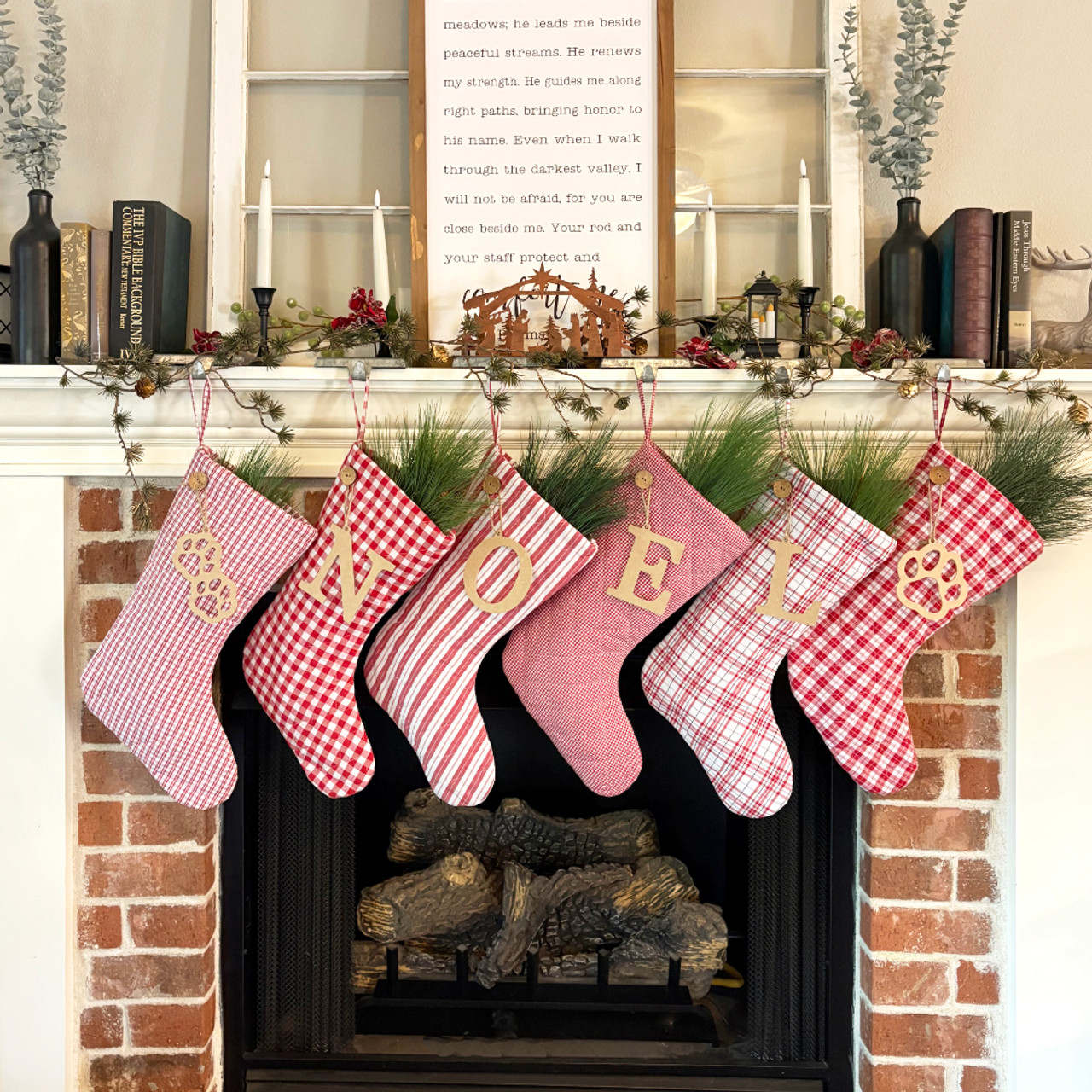Perfect Red 6 Quilted Stocking with Personalized Charm by Marilee Home