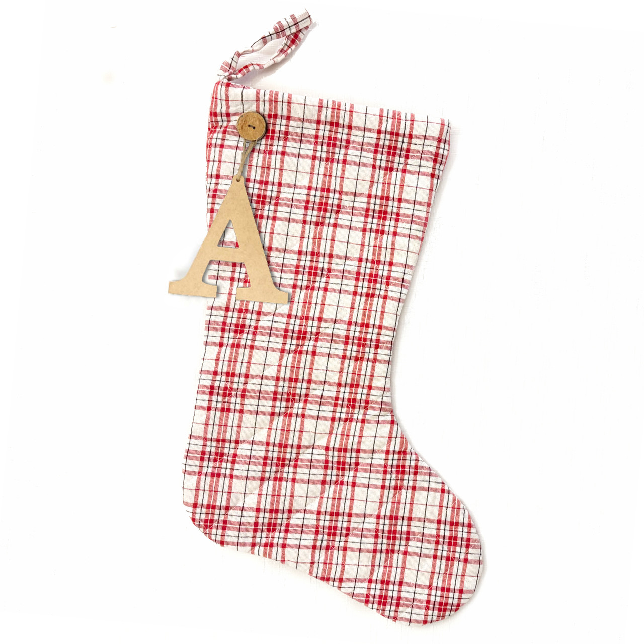 Peppermint Quilted Stocking with Personalized Charm by Marilee Home