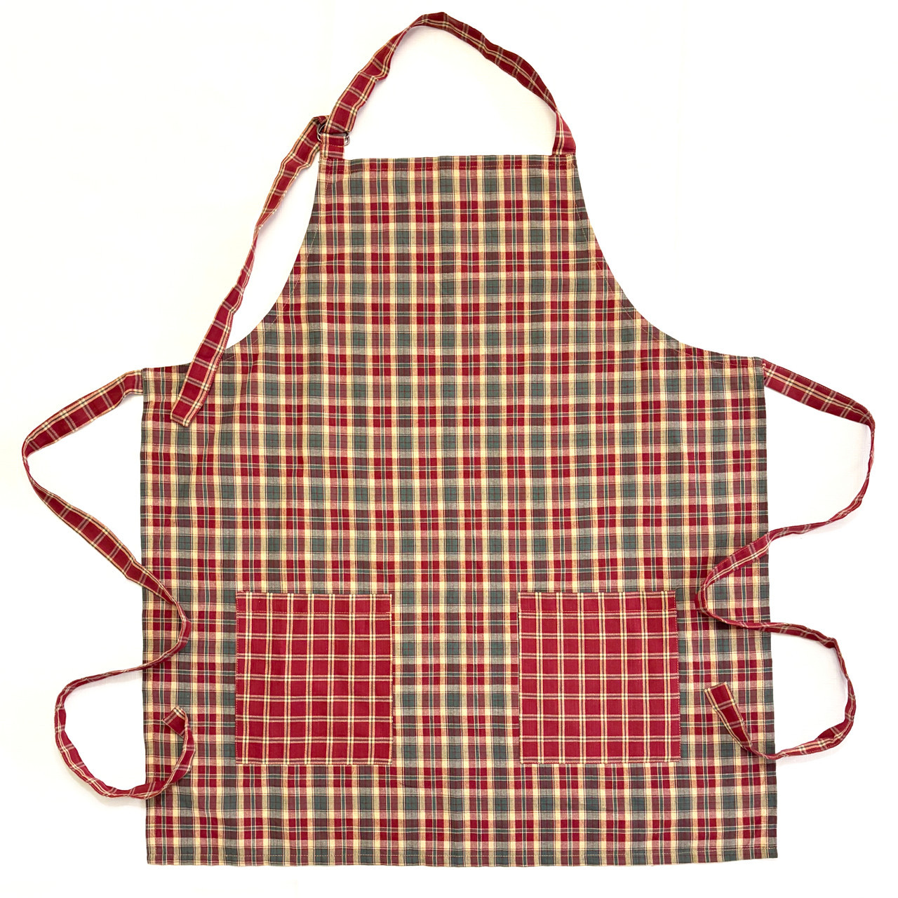 Vintage Christmas Plaid Hostess Apron with Gift Bag