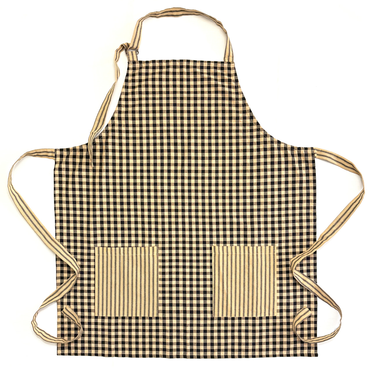 Primitive Black Plaid Hostess Apron with Gift Bag