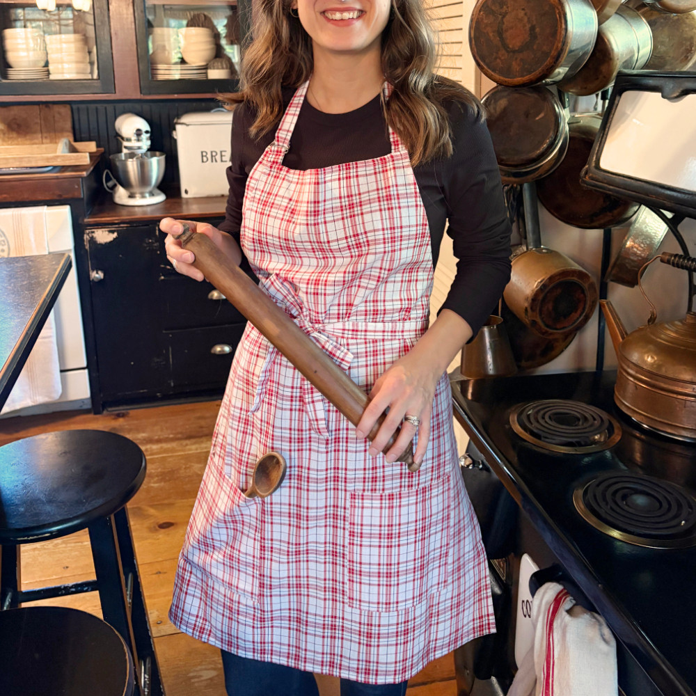 Peppermint Christmas Plaid Hostess Apron with Gift Bag