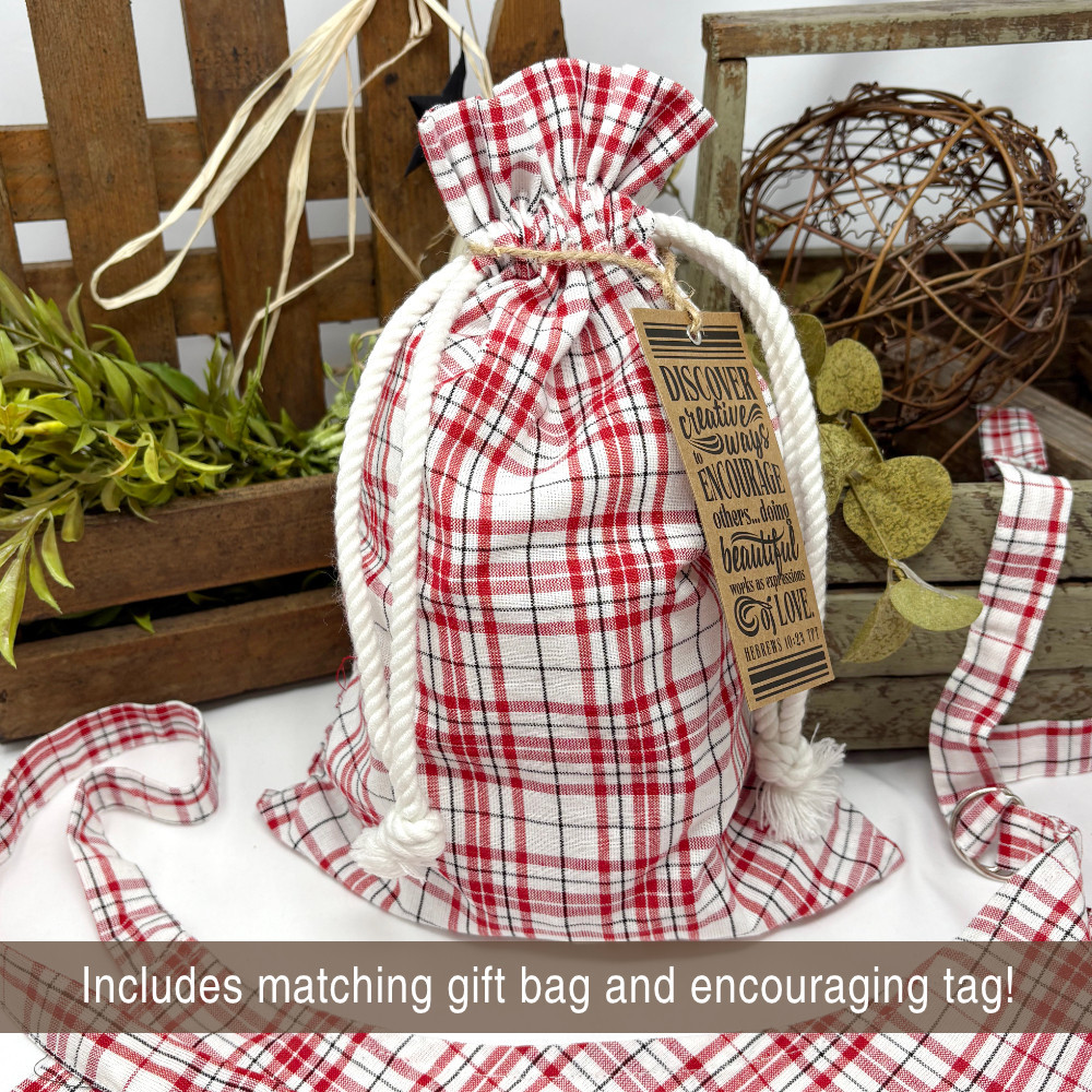Peppermint Christmas Plaid Hostess Apron with Gift Bag