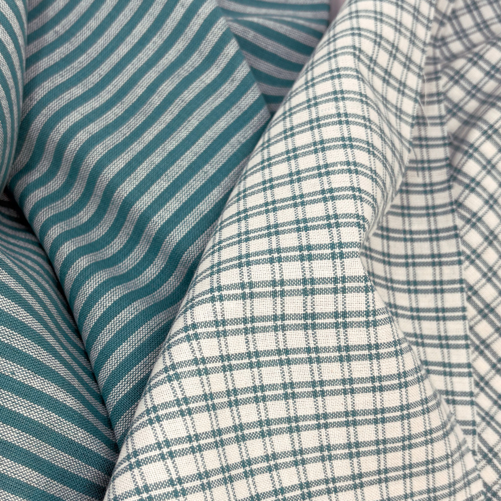 Mercy Blue Stripe Homespun Cotton Fabric