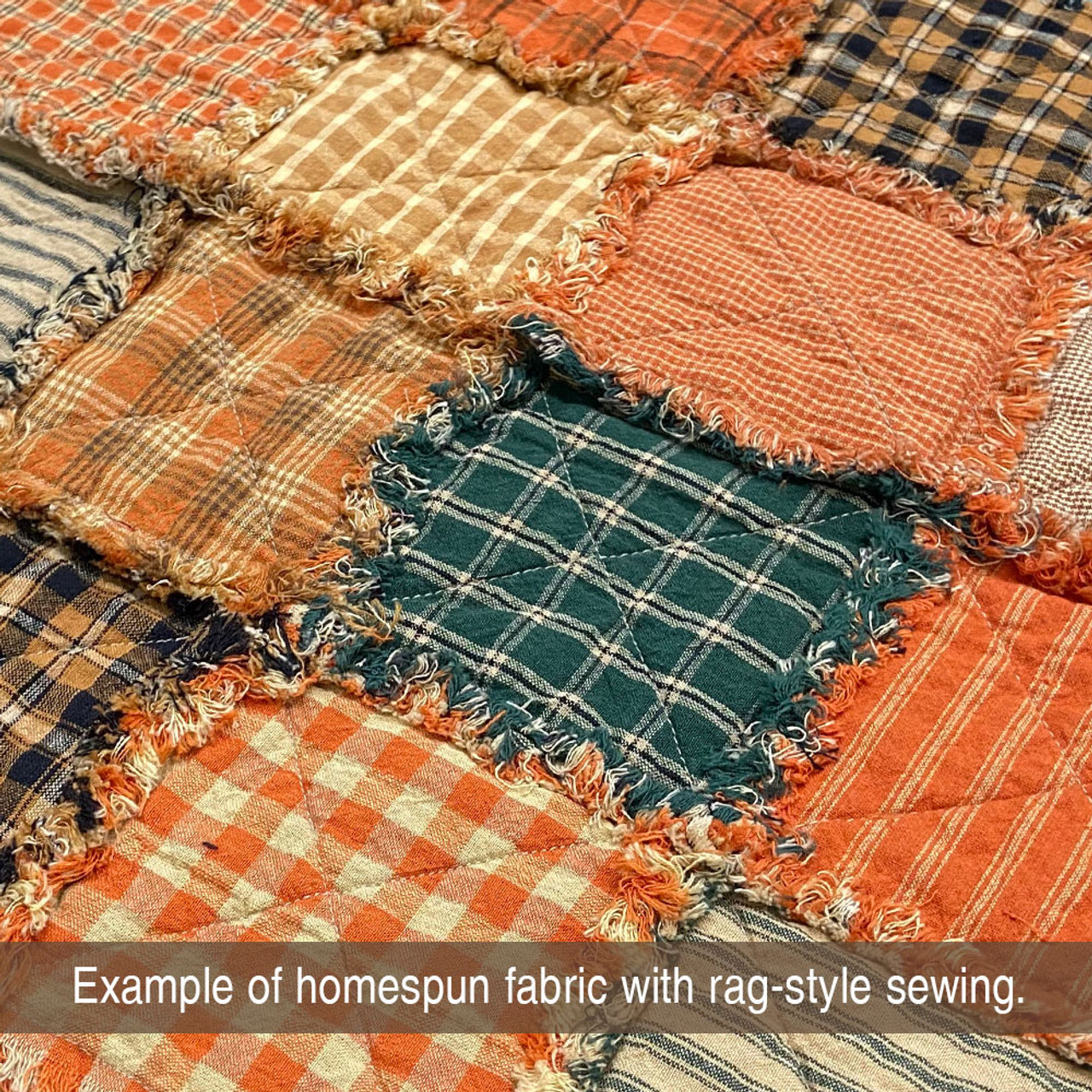 Pumpkin Spice Ticking Stripe Homespun Cotton Fabric