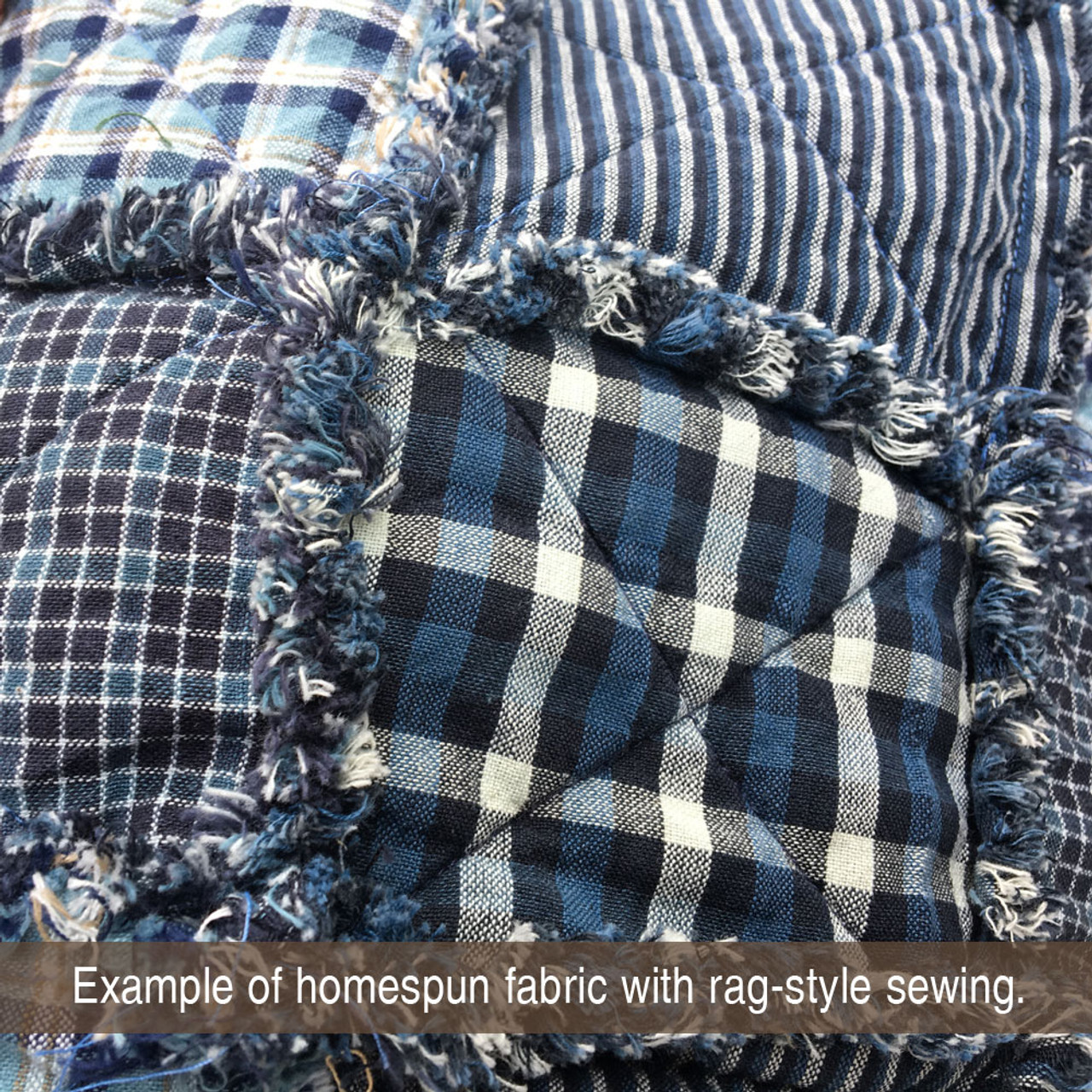 Nautical 5 Blue & Gray Plaid Homespun Cotton Fabric - Jubilee Fabric