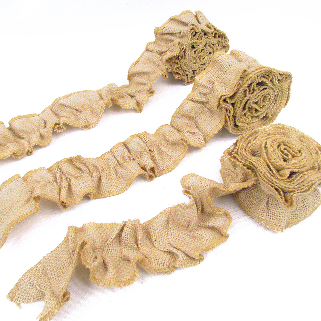 3 Rolls - Ruffled Burlap Trim - each roll 2" x 48"