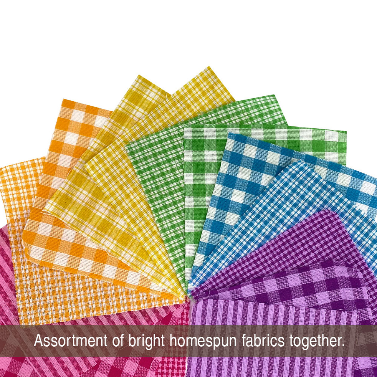 40 Bright Homespun 5 inch Quilt Squares