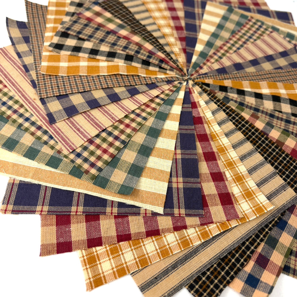 40 Primitive Homespun 6 inch Quilt Squares