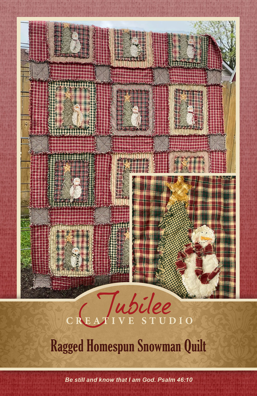 Ragged Shabby Snowman Quilt Pattern - DIGITAL