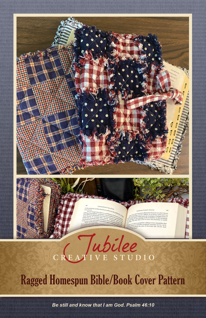 Ragged Homespun Bible Book Cover Pattern - DIGITAL