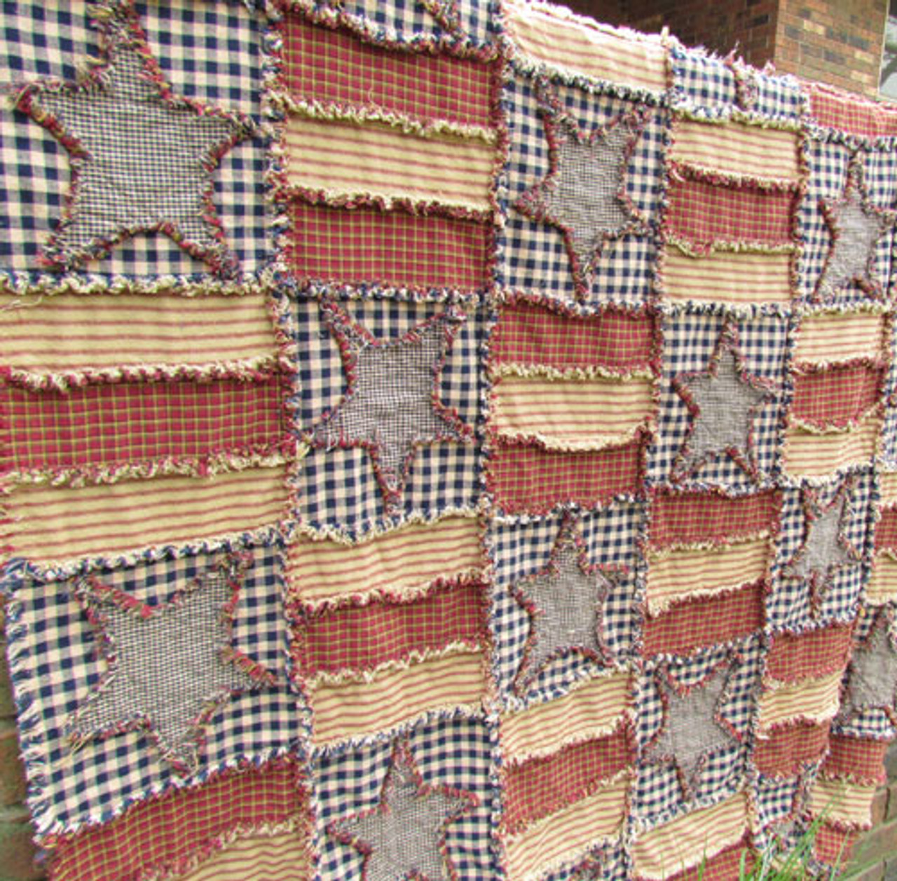 Stars 'n' Stripes Quilt or Tablecloth Ragged Pattern - DIGITAL