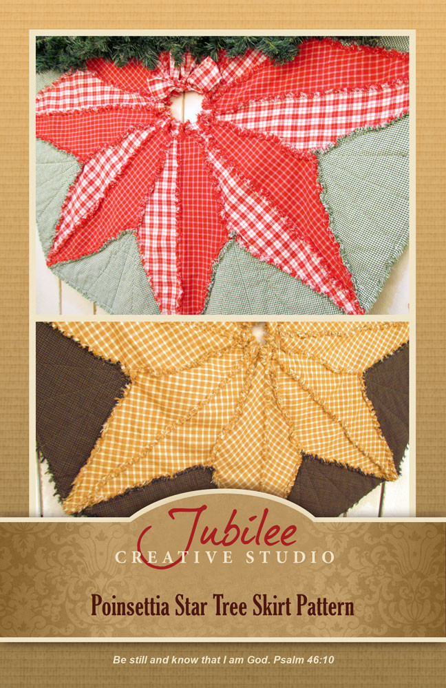 Poinsettia Star Quilted Christmas Tree Skirt Pattern DIGITAL