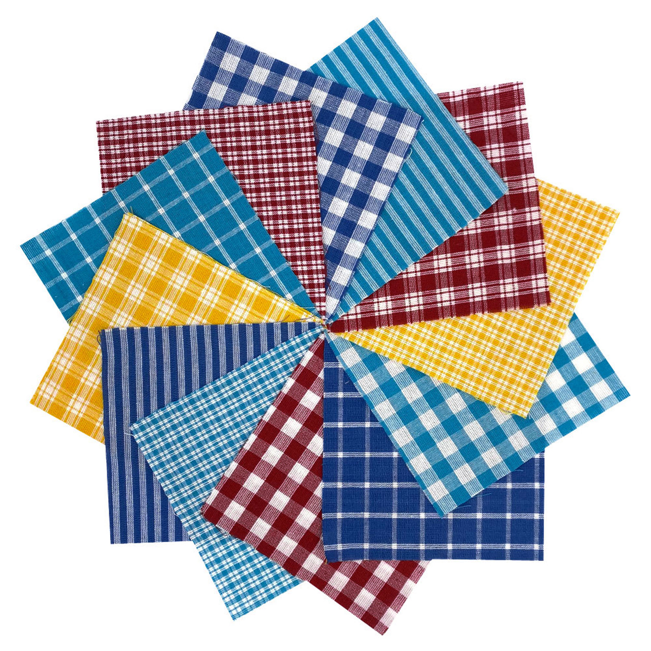 40 Summertime Plaid Homespun 5 inch Quilt Squares