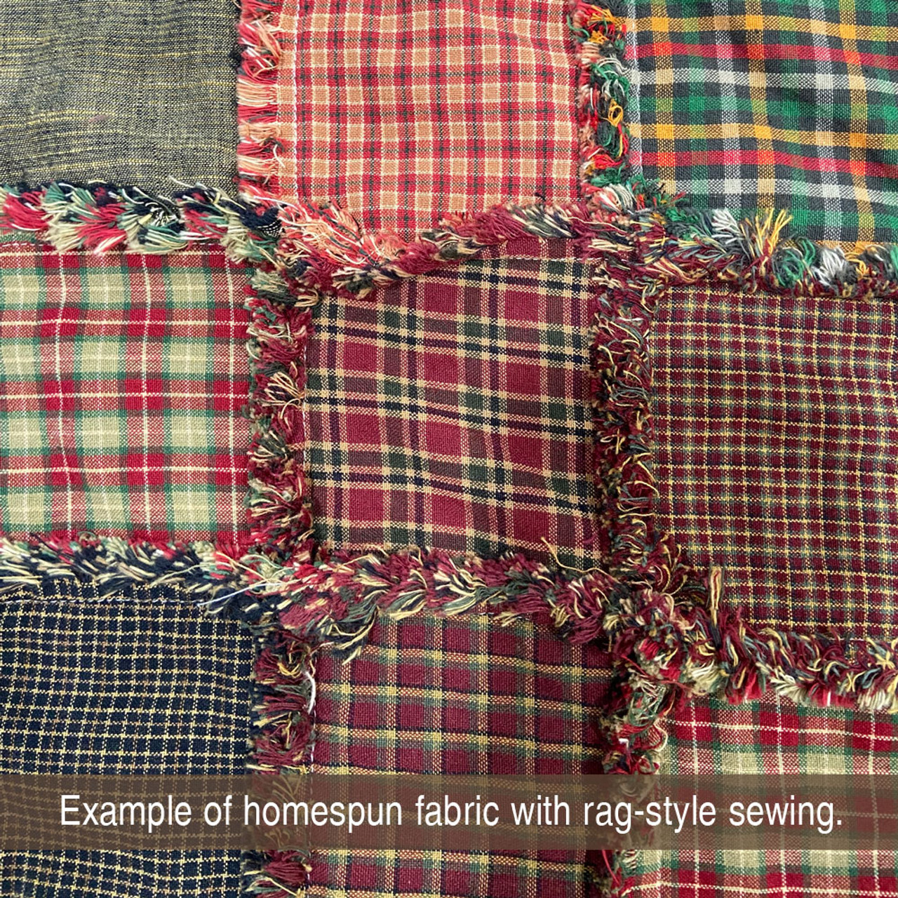 Red & Khaki 7 Homespun Cotton Fabric