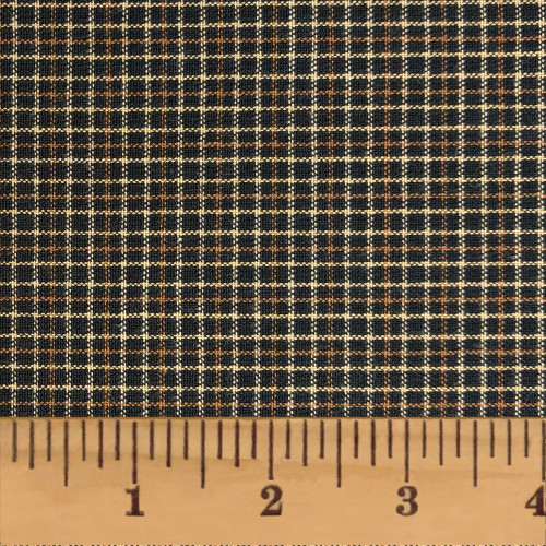 Antique Black Plaid Homespun Cotton Fabric