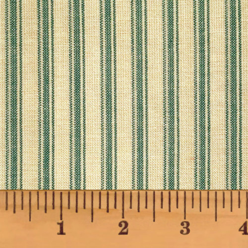 Timber Green Ticking Stripe Homespun Cotton Fabric