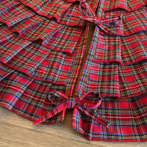 48" Red Tartan Homespun Ruffled Tree Skirt by Marilee Home 48" Red Tartan Homespun Ruffled Tree Skirt by Marilee Home