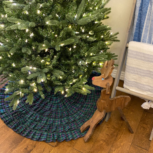 48" Celtic Blue Green Tartan Plaid Homespun Ruffled Christmas Tree Skirt by Marilee Home 48" Celtic Blue Green Tartan Plaid Homespun Ruffled Christmas Tree Skirt by Marilee Home