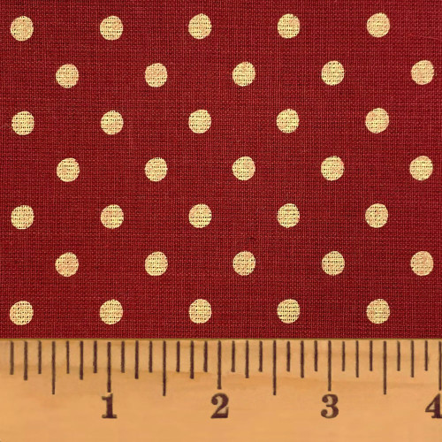 Deep Red Off-White Polka Dot Homespun Cotton Fat Quarter