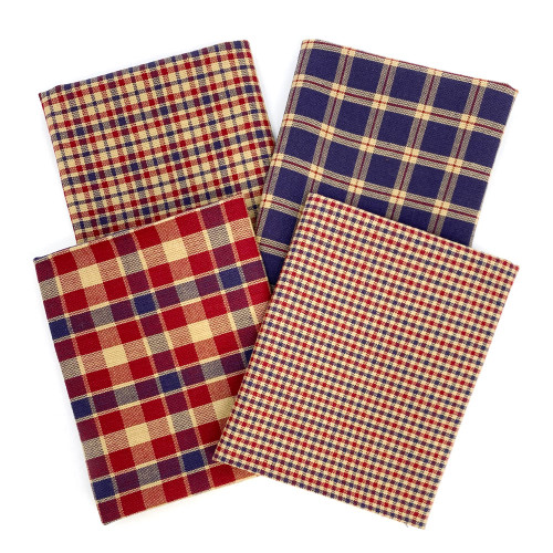 Americana Red & Navy Blue Assorted Plaid Gingham Cotton Fabric Bundle - Set of 4 Fat Quarters Americana Red & Navy Blue Assorted Plaid Gingham Cotton Fabric Bundle - Set of 4 Fat Quarters