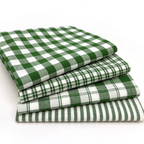 Perfect Green Assorted Plaid Gingham Cotton Fabric Bundle - Set of 4 Fat Quarters