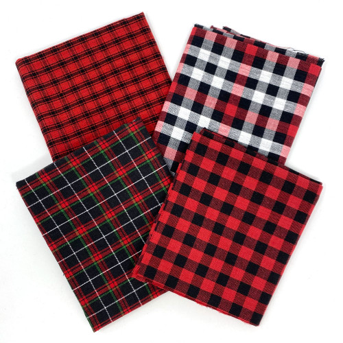 Lodge Red & Black Assorted Plaid Gingham Cotton Fabric Bundle - Set of 4 Fat Quarters Lodge Red & Black Assorted Plaid Gingham Cotton Fabric Bundle - Set of 4 Fat Quarters