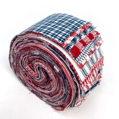 Red, White and Blue Americana Homespun Fabric 2.5 X 44-inch Roll (Jelly Roll) - 22 pc.