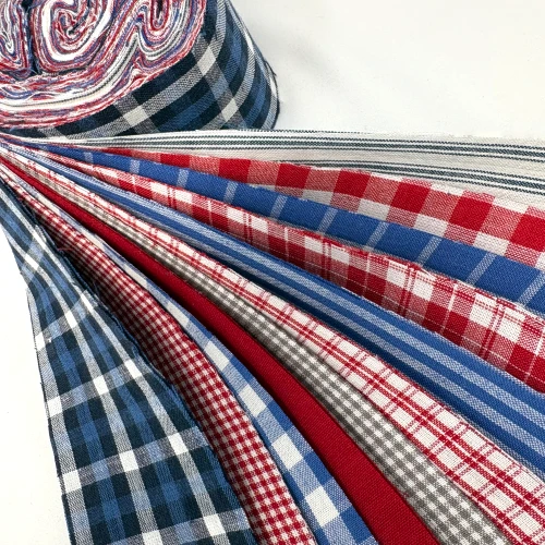 Red, White and Blue Americana Homespun Fabric 2.5 X 44-inch Roll (Jelly Roll) - 22 pc.