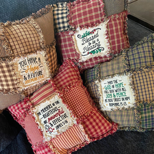 Off-white Embroidered Encouragement Designs - Set of 4  Off-white Embroidered Encouragement Designs - Set of 4