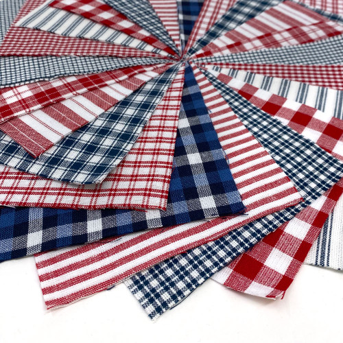 40 Red, White and Blue Plaid Homespun 5 inch Quilt Squares 40 Red, White and Blue Plaid Homespun 5 inch Quilt Squares