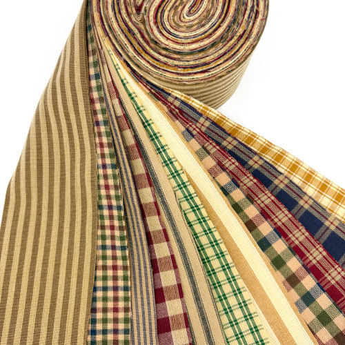 Primitive Homespun Fabric 2.5 X 44 inch Precut Roll (Jelly Roll) - 22 pc.
