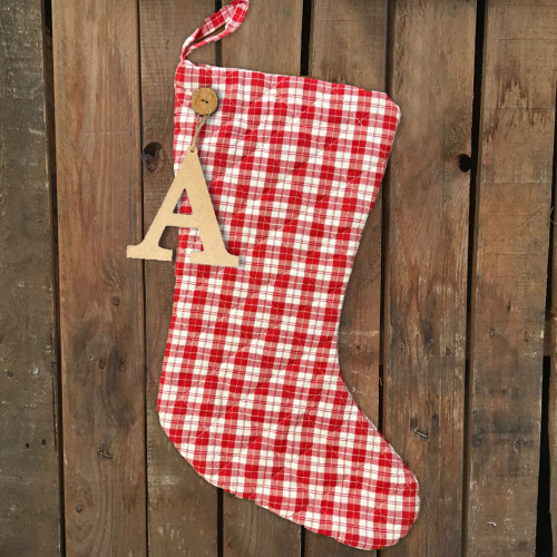 Perfect Red 6 Quilted Stocking with Personalized Charm by Marilee Home