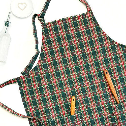 McCuan Green Tartan Plaid Hostess Apron with Gift Bag - Jubilee Fabric