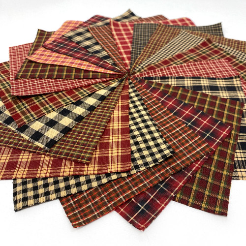 40 Farmhouse Red Homespun 5 inch Quilt Squares 40 Farmhouse Red Homespun 5 inch Quilt Squares