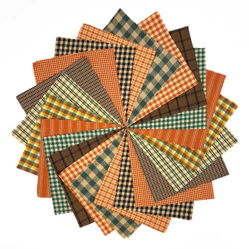 40 Autumn Spice Homespun 6 inch Quilt Squares