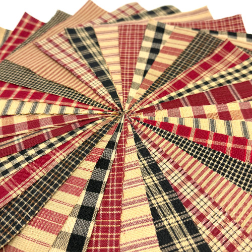 40 Farmhouse Red Homespun 6 inch Quilt Squares