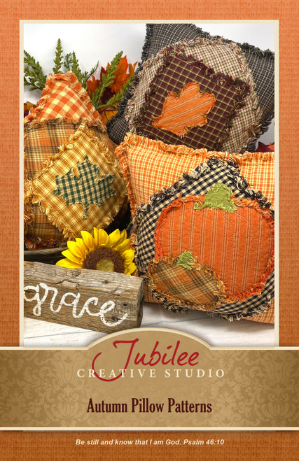 Autumn Pumpkin and Leaf Ragged Pillow Pattern - Digital