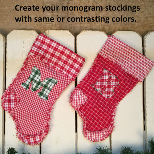 Monogram Letter Quilted Christmas Stocking Pattern - DIGITAL Monogram Letter Quilted Christmas Stocking Pattern - DIGITAL