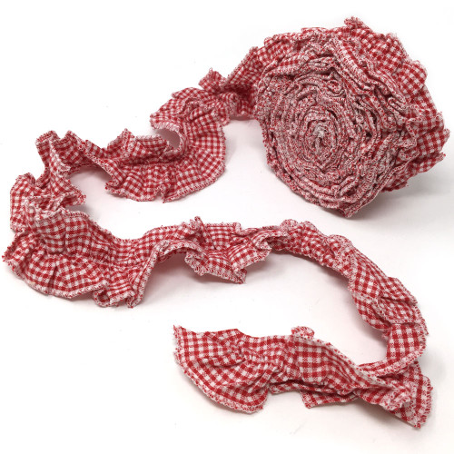 Perfect Red 2 Ruffled Fabric Trim Garland -12 feet